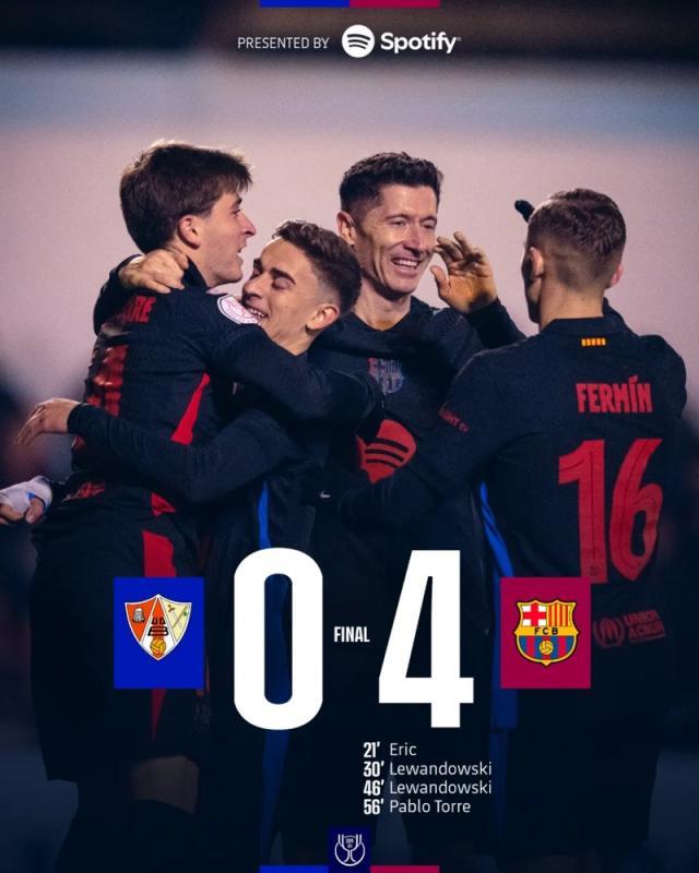 台球直播-【国王杯】莱万梅开二度，巴萨客场4比0大胜晋级16强